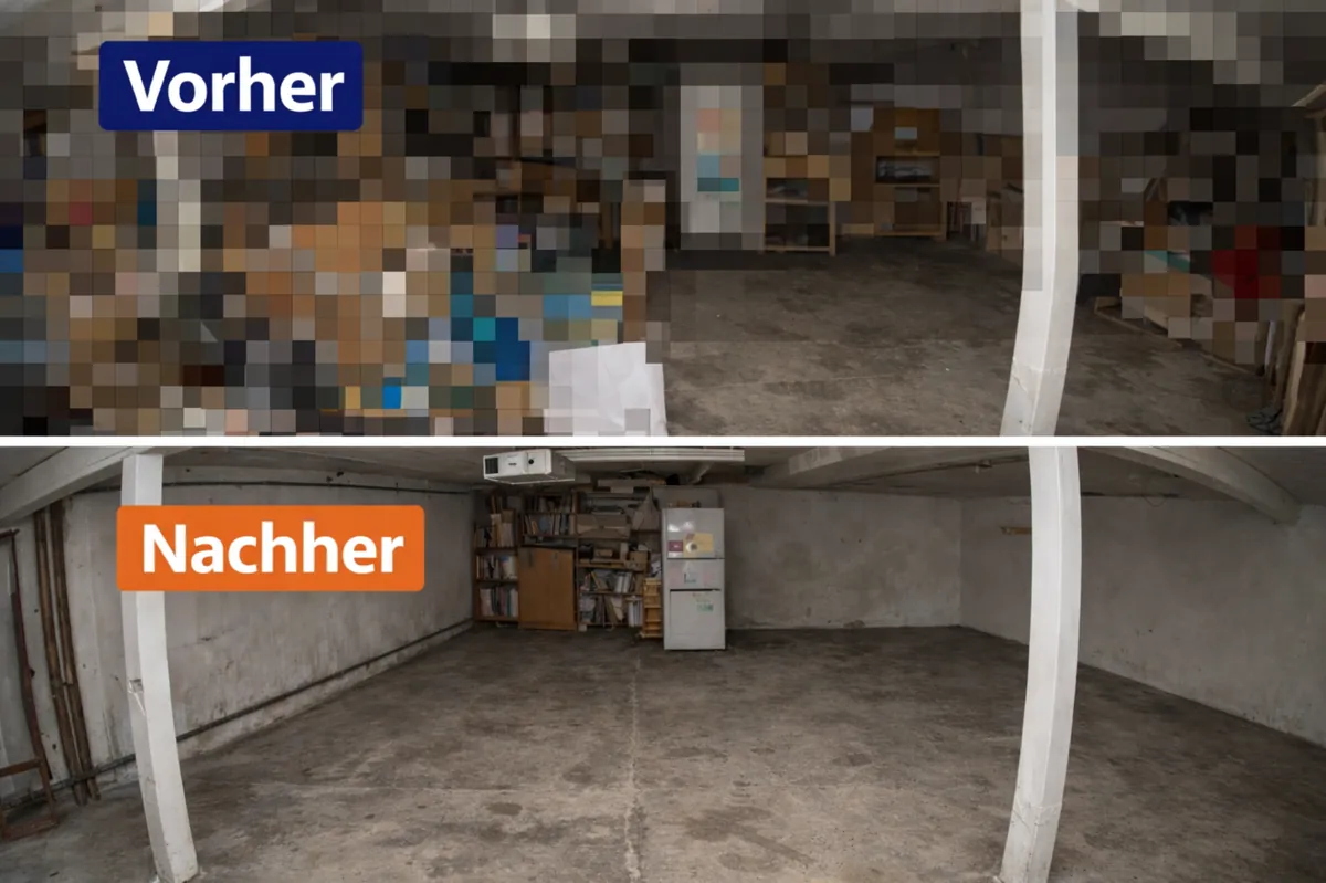 Keller vor und nach einer Entrümpelung