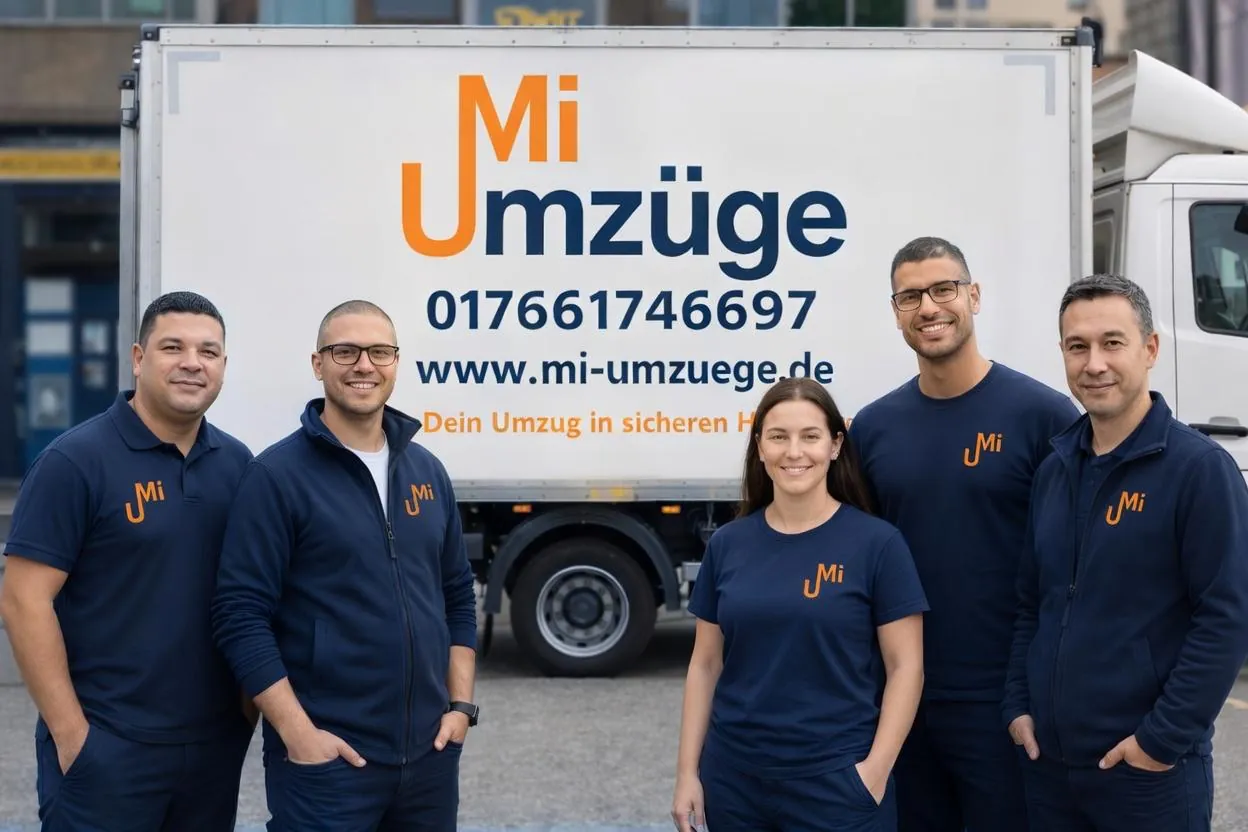 Team von Mi Umzüge vor dem Fahrzeug